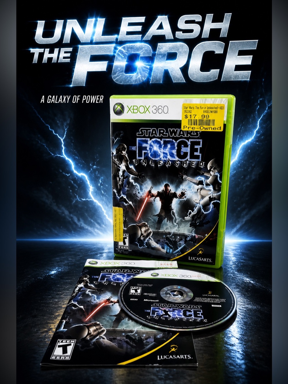 Star Wars: The Force Unleashed (Microsoft Xbox 360, 2008) CIB Tested Working
